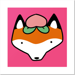 Peach Fox Face Posters and Art